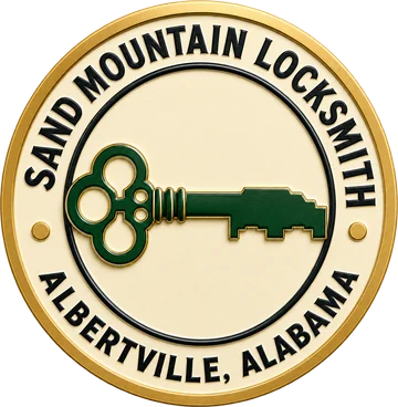 Sand Mountain Locksmith brass key badge